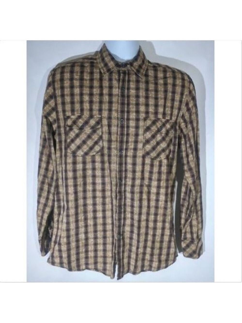 Pronto Uomo Blue Gold Striped Men's Shirt Medium